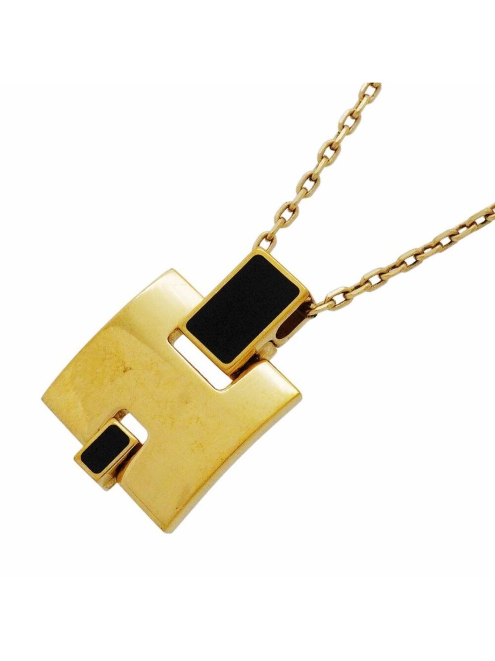 Hermes Necklace Irene Gold Plated Black